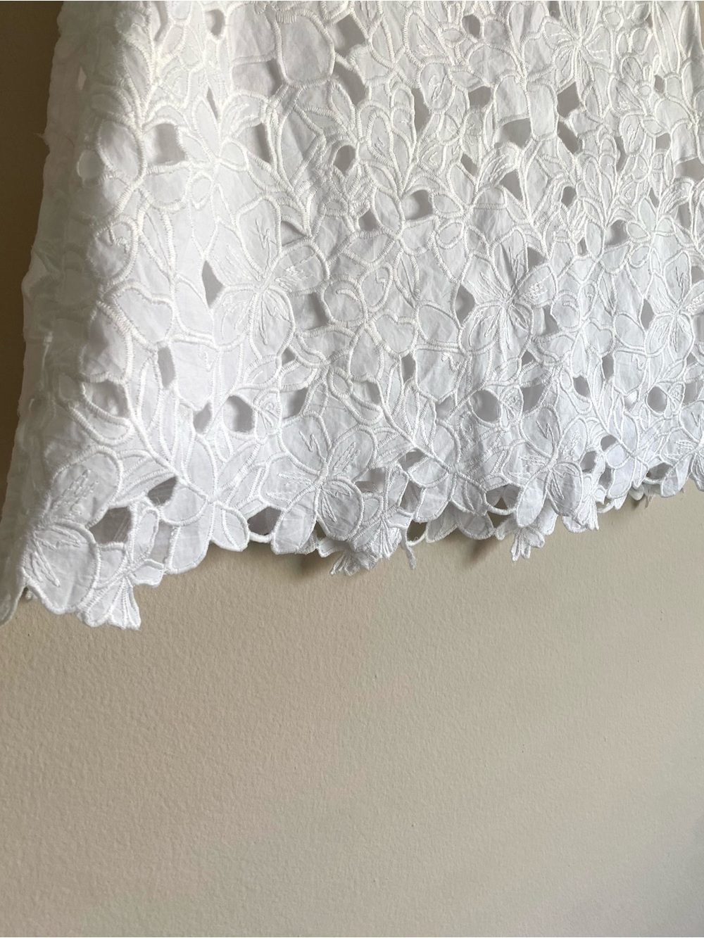 Cara Cara Alessandra White Floral Eyelet Lace Mini Skirt Scalloped Hem - Picture 4 of 9